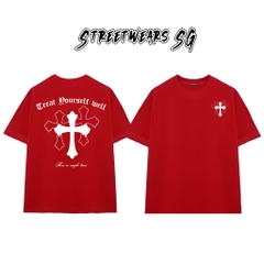 Áo Thun Chrome Treat Yourself Well Cross Graphics Cotton Cao Cấp Form Rộng Unisex - Streetwears SG - CH62