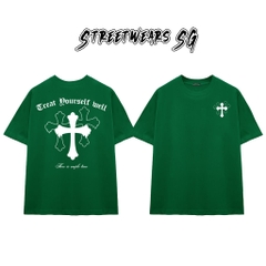 Áo Thun Chrome Treat Yourself Well Cross Graphics Cotton Cao Cấp Form Rộng Unisex - Streetwears SG - CH62