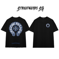 Áo Thun Chrome Heart Blue Denim Horseshoe Cotton Cao Cấp Form Rộng Unisex - Streetwears SG - CH14