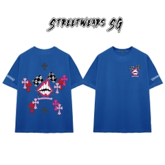 Áo Thun Chrome Heart Smile Teeth Pink Cross Cotton Cao Cấp Form Rộng Unisex - Streetwears SG - CH46