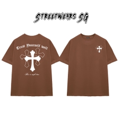 Áo Thun Chrome Treat Yourself Well Cross Graphics Cotton Cao Cấp Form Rộng Unisex - Streetwears SG - CH62