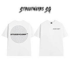 Áo Thun Stussy Corp Spiral Text Cotton Cao Cấp Form Rộng Unisex Streetwears SG – STU015
