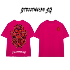 Áo Thun Chrome Heart Gothic Red Gothic Crest Cotton Cao Cấp Form Rộng Unisex - Streetwears SG - CH17