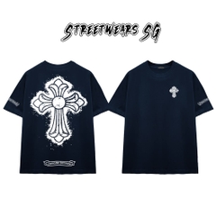 Áo Thun Chrome Heart Street Cross Paint Splash Cotton Cao Cấp Form Rộng Unisex - Streetwears SG - CH19