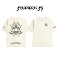 Áo Thun Chrome Flame Cross Graphics Cotton Cao Cấp Form Rộng Unisex - Streetwears SG - CH55