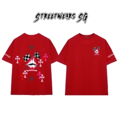 Áo Thun Chrome Heart Smile Teeth Pink Cross Cotton Cao Cấp Form Rộng Unisex - Streetwears SG - CH46