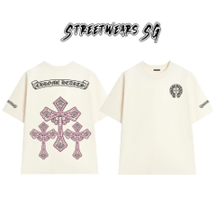 Áo Thun Chrome Cross Pink Crystal Cotton Cao Cấp Form Rộng Unisex - Streetwears SG - CH77