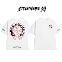 Áo Thun Chrome Gothic Red Line Cross  Cotton Cao Cấp Form Rộng Unisex - Streetwears SG - CH81