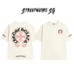 Áo Thun Chrome Gothic Red Line Cross  Cotton Cao Cấp Form Rộng Unisex - Streetwears SG - CH81