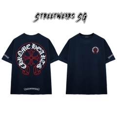 Áo Thun Chrome Gothic Red Line Cross  Cotton Cao Cấp Form Rộng Unisex - Streetwears SG - CH81