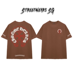 Áo Thun Chrome Gothic Red Line Cross  Cotton Cao Cấp Form Rộng Unisex - Streetwears SG - CH81