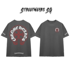 Áo Thun Chrome Gothic Red Line Cross  Cotton Cao Cấp Form Rộng Unisex - Streetwears SG - CH81