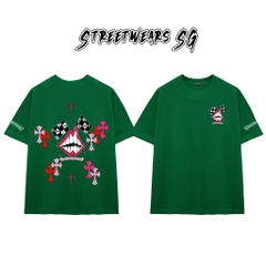 Áo Thun Chrome Heart Smile Teeth Pink Cross Cotton Cao Cấp Form Rộng Unisex - Streetwears SG - CH46