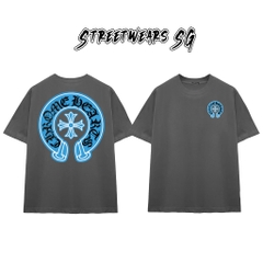 Áo Thun Chrome Blue Lucky Horse Emblem Graphics Cotton Cao Cấp Form Rộng Unisex - Streetwears SG - CH59