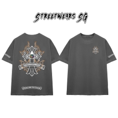 Áo Thun Chrome Flame Cross Graphics Cotton Cao Cấp Form Rộng Unisex - Streetwears SG - CH55
