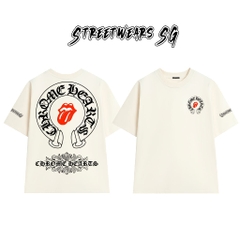 Áo Thun Chrome Heart Lick Tongue Gothic Cross Cotton Cao Cấp Form Rộng Unisex - Streetwears SG - CH32