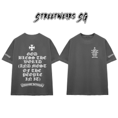 Áo Thun Chrome Heart God Bless Quote Gothic Cotton Cao Cấp Form Rộng Unisex - Streetwears SG - CH34