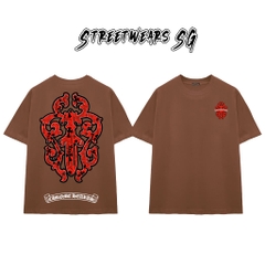 Áo Thun Chrome Heart Gothic Red Gothic Crest Cotton Cao Cấp Form Rộng Unisex - Streetwears SG - CH17
