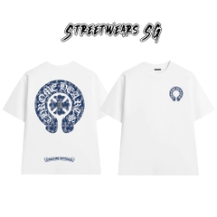 Áo Thun Chrome Heart Blue Denim Horseshoe Cotton Cao Cấp Form Rộng Unisex - Streetwears SG - CH14