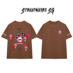 Áo Thun Chrome Heart Smile Teeth Pink Cross Cotton Cao Cấp Form Rộng Unisex - Streetwears SG - CH46