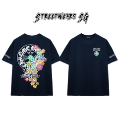 Áo Thun Chrome Multicolor Flowers Smile Graphics Cotton Cao Cấp Form Rộng Unisex - Streetwears SG - CH53