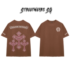 Áo Thun Chrome Cross Pink Crystal Cotton Cao Cấp Form Rộng Unisex - Streetwears SG - CH77