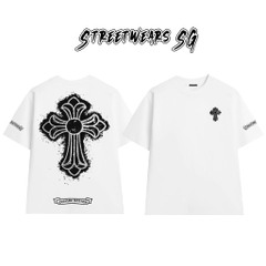 Áo Thun Chrome Heart Street Cross Paint Splash Cotton Cao Cấp Form Rộng Unisex - Streetwears SG - CH19