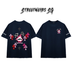 Áo Thun Chrome Heart Smile Teeth Pink Cross Cotton Cao Cấp Form Rộng Unisex - Streetwears SG - CH46