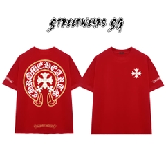 Áo Thun Chrome Gold Trim Cross Cotton Cao Cấp Form Rộng Unisex - Streetwears SG - CH105