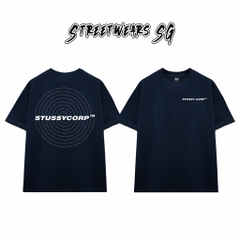 Áo Thun Stussy Corp Spiral Text Cotton Cao Cấp Form Rộng Unisex Streetwears SG – STU015