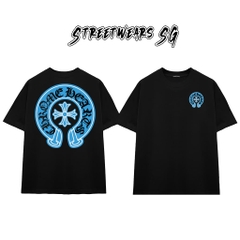 Áo Thun Chrome Blue Lucky Horse Emblem Graphics Cotton Cao Cấp Form Rộng Unisex - Streetwears SG - CH59