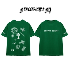 Áo Thun Chrome Pattern Patchwork Cotton Cao Cấp Form Rộng Unisex - Streetwears SG - CH103