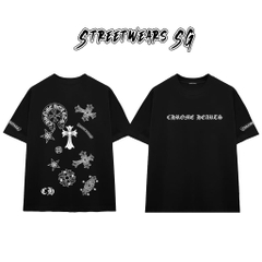 Áo Thun Chrome Pattern Patchwork Cotton Cao Cấp Form Rộng Unisex - Streetwears SG - CH103