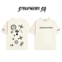 Áo Thun Chrome Pattern Patchwork Cotton Cao Cấp Form Rộng Unisex - Streetwears SG - CH103