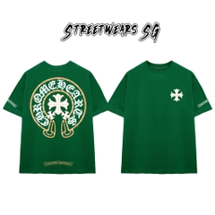 Áo Thun Chrome Gold Trim Cross Cotton Cao Cấp Form Rộng Unisex - Streetwears SG - CH105