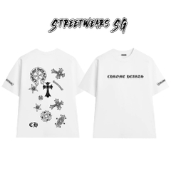 Áo Thun Chrome Pattern Patchwork Cotton Cao Cấp Form Rộng Unisex - Streetwears SG - CH103