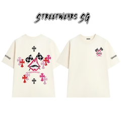 Áo Thun Chrome Heart Smile Teeth Pink Cross Cotton Cao Cấp Form Rộng Unisex - Streetwears SG - CH46