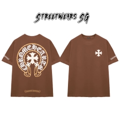 Áo Thun Chrome Gold Trim Cross Cotton Cao Cấp Form Rộng Unisex - Streetwears SG - CH105