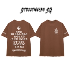 Áo Thun Chrome Heart God Bless Quote Gothic Cotton Cao Cấp Form Rộng Unisex - Streetwears SG - CH34