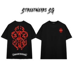 Áo Thun Chrome Heart Gothic Red Gothic Crest Cotton Cao Cấp Form Rộng Unisex - Streetwears SG - CH17