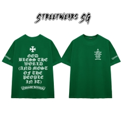 Áo Thun Chrome Heart God Bless Quote Gothic Cotton Cao Cấp Form Rộng Unisex - Streetwears SG - CH34