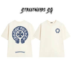 Áo Thun Chrome Heart Blue Denim Horseshoe Cotton Cao Cấp Form Rộng Unisex - Streetwears SG - CH14