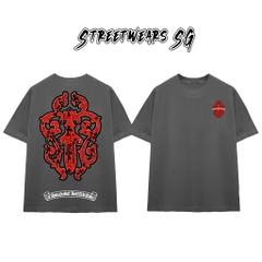 Áo Thun Chrome Heart Gothic Red Gothic Crest Cotton Cao Cấp Form Rộng Unisex - Streetwears SG - CH17