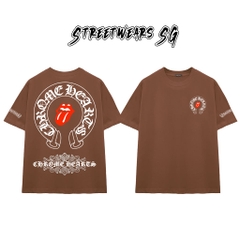 Áo Thun Chrome Heart Lick Tongue Gothic Cross Cotton Cao Cấp Form Rộng Unisex - Streetwears SG - CH32
