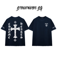 Áo Thun Chrome Bold Crucifix Cotton Cao Cấp Form Rộng Unisex - Streetwears SG - CH102