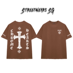 Áo Thun Chrome Bold Crucifix Cotton Cao Cấp Form Rộng Unisex - Streetwears SG - CH102