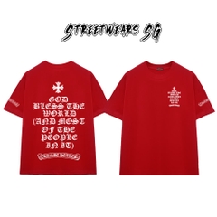 Áo Thun Chrome Heart God Bless Quote Gothic Cotton Cao Cấp Form Rộng Unisex - Streetwears SG - CH34