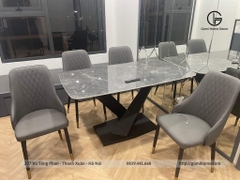 Bộ Bàn Ăn Chân X  + Ghế Sheraton Trám