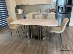 Bộ Bàn Ăn Chân D Inox ( Đá Siêu Tinh Thể )