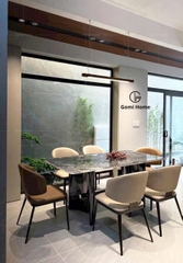 Bộ Bàn Ăn Chân Đối Ngang ( Đá Siêu Tinh Thể )